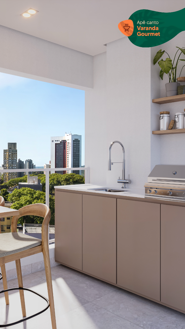 Sala e cozinha do apartamento de meio